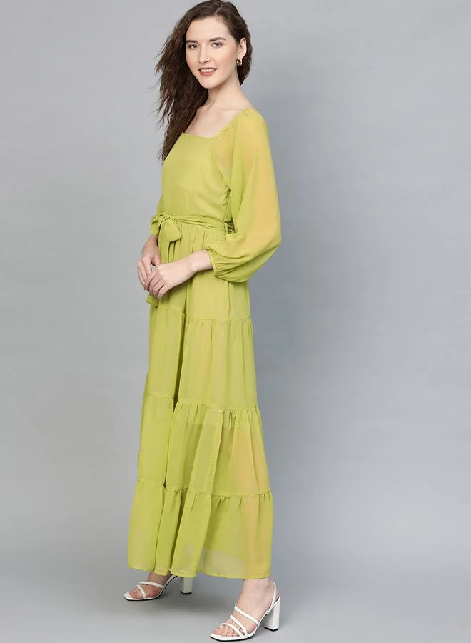 SASSAFRAS Tiered Chiffon Maxi Dress