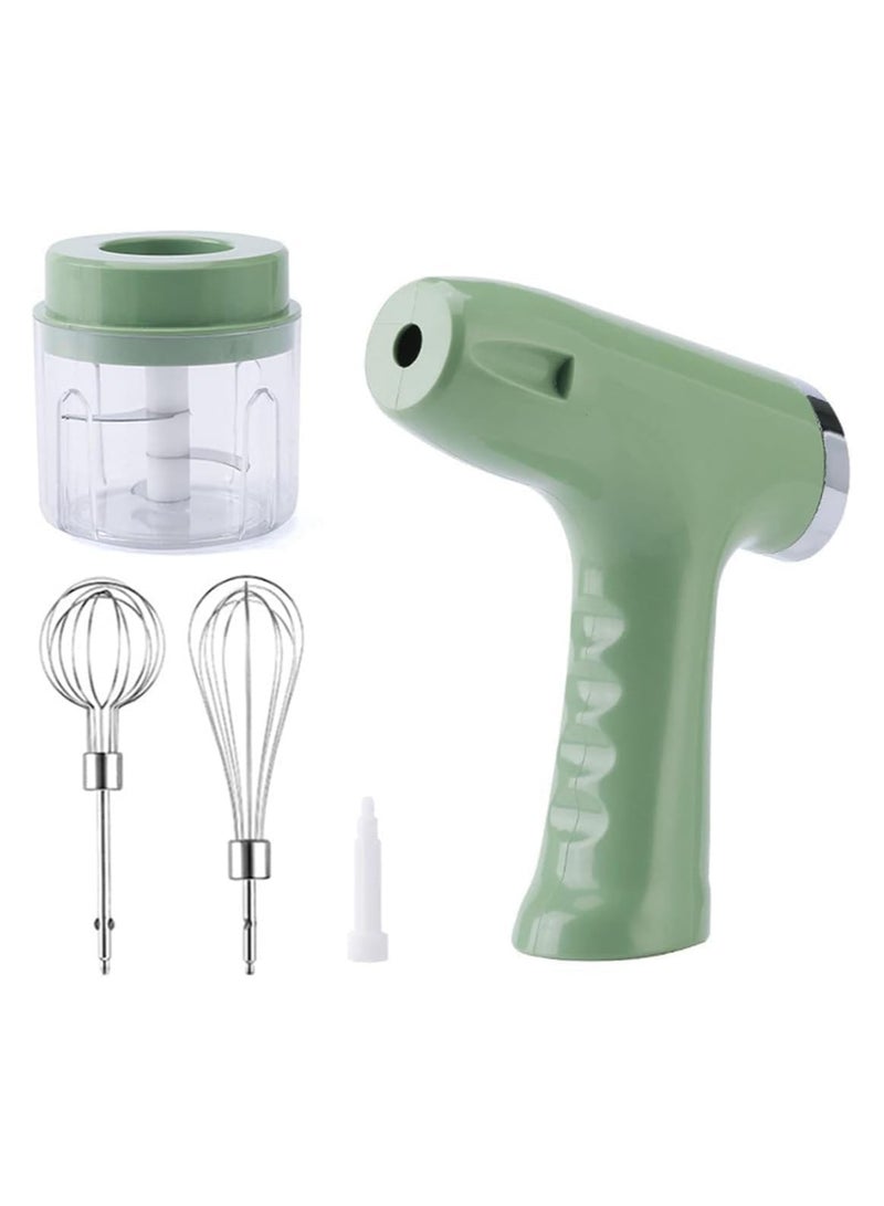 خلاط يدوي ومفرمة طعام 3 في 1 تشغيل بنقرة مزدوجة، مضرب وأداة خفق اللبن، متعددة الوظائف بحجم صغير - Image 1