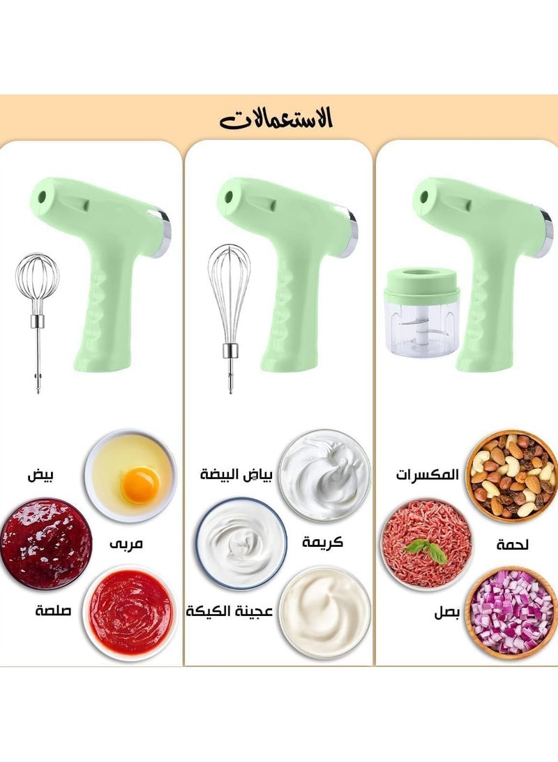 خلاط يدوي ومفرمة طعام 3 في 1 تشغيل بنقرة مزدوجة، مضرب وأداة خفق اللبن، متعددة الوظائف بحجم صغير - Image 3