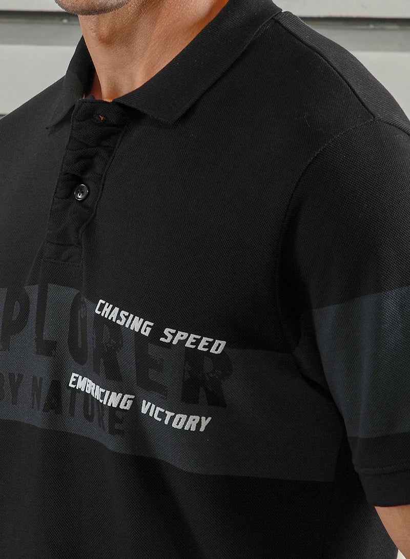 HIGH STAR Regular Fit Black Polo T-Shirt for Men - Image 5