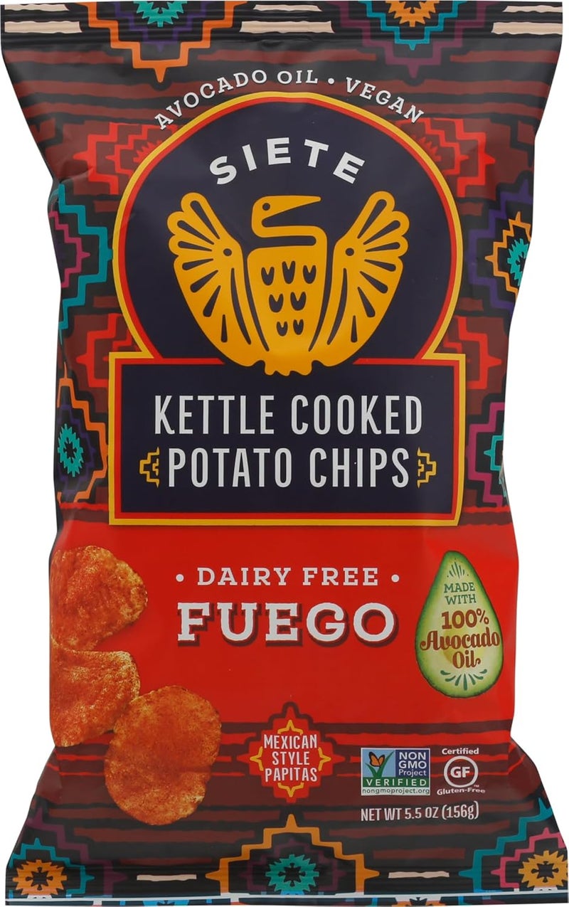 Siete Kettle Cooked Potato Chips Fuego - 5.5 oz - Vegan and Dairy Free Snack - Image 1