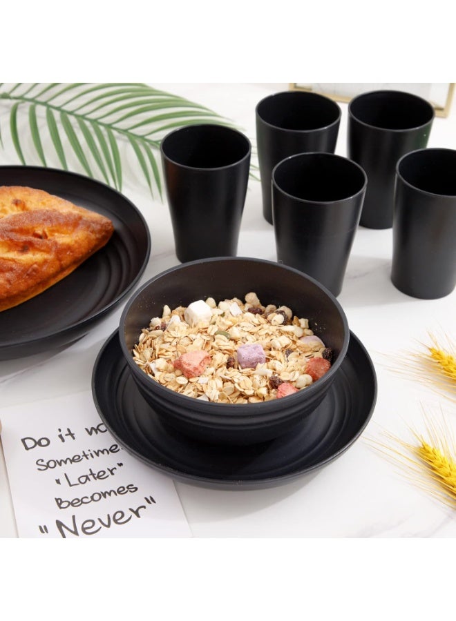 موثوقية التنبؤ طقم عشاء مكون من 32 قطعة، يتضمن أوعية وأطباق وأكواب قابلة لإعادة الاستخدام مصنوعة من قش القمح، وطقم أدوات مائدة بلاستيكية غير قابلة للكسر، مثالي للتخييم والرحلات في الهواء الطلق (8 مجموعات). - Image 2