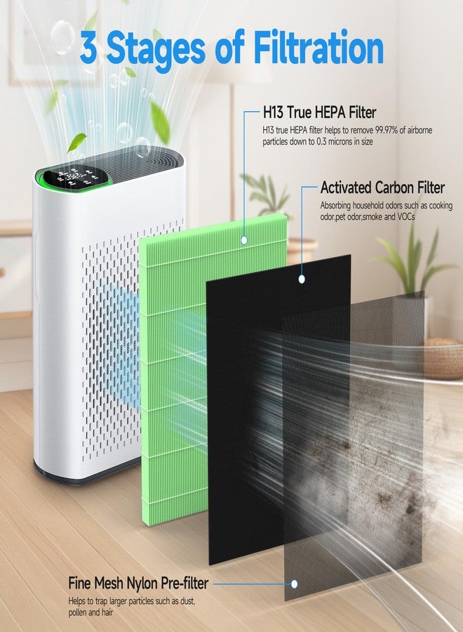FCFMY 2 Packs HAP602 Toxin Absorber Replacement Filters Compatible with ECOSELF HAP602/ HAP602WF Air Cleaner Purifier, 3-in-1 Filtration of H13 True HEPA Filter, Pre-Filter & Activated Carbon Filter, Green - Image 2