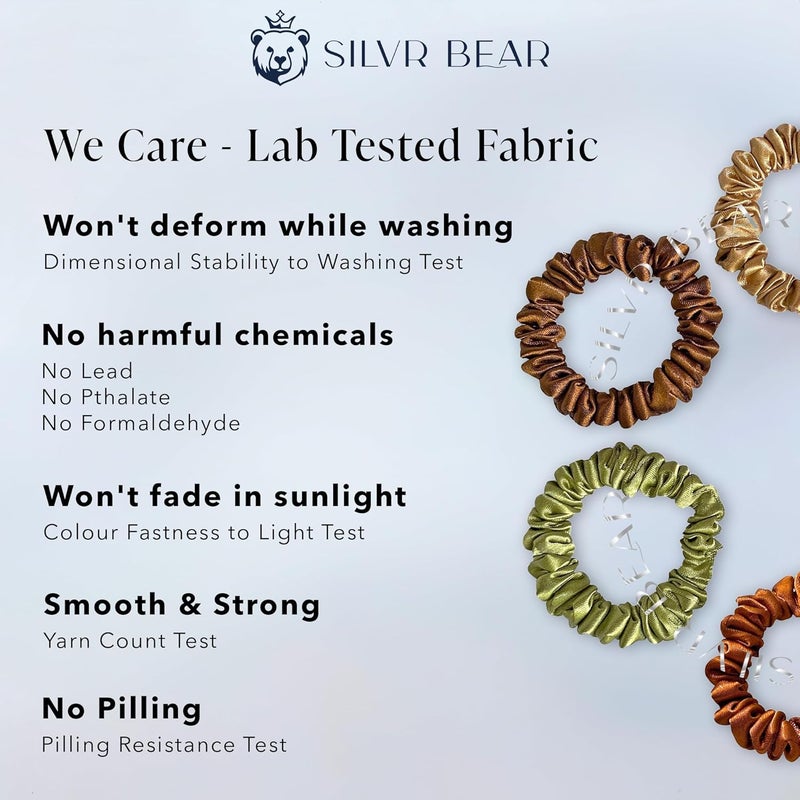 Silvr Bear Luxury Satin Skinny Scrunchies For Women/Girls - Same 6 Colors As Pic, Anti-Hair-Breakage, Hair Ties, Slim Scrunchies Set For Girls, Women, Gift For Sister, Friend, Mom | Multi-Color-Earthy - Image 4