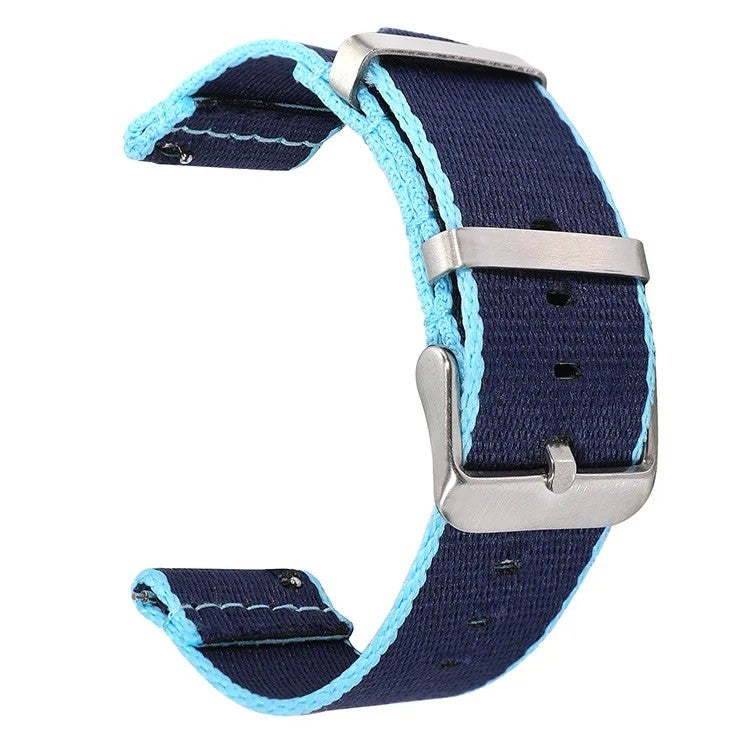 Bluejw 20mm 22mm Classic Stripe Nylon Watch Strap – Quick Release Smooth Seatbelt Replacement Band for Watches - Image 3