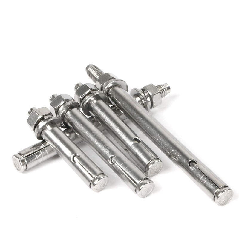 SDY 2 Pcs M12 x 100mm 304 Stainless Steel Expansion Bolt External Hex Expansion Screw Bolt Sleeve Anchor，Pool Safety Cover Expansion Bolts，for Concrete - Image 1