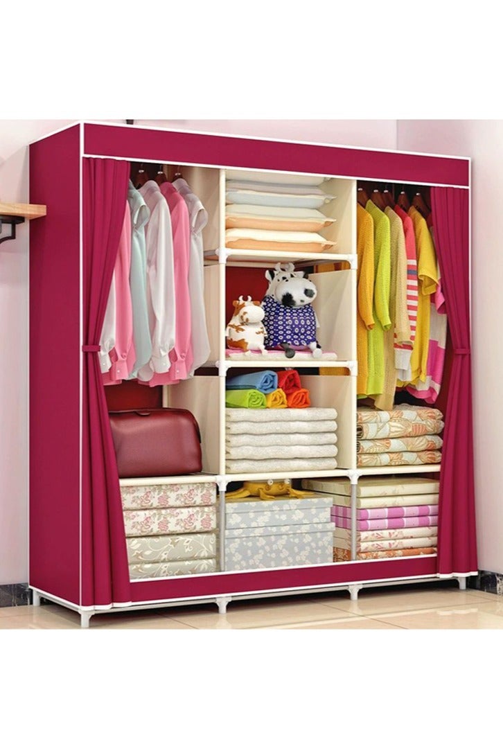 Simple Cloth Wardrobe, Storage Wardrobe, Dustproof Wardrobe, Steel Frame Reinforced Combination Simple Wardrobe, Economical Assembled Cloth Wardrobe  - Image 1