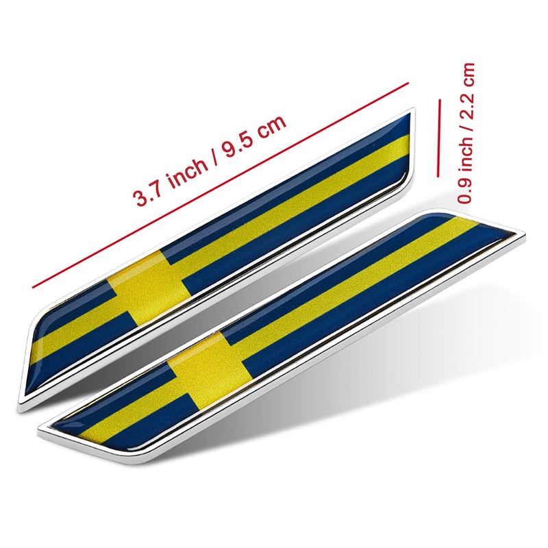 AutoE Car Styling 3D Aluminum Epoxy National Flag Logo Emblem Sticker Metal Decal Badge Auto Exterior Accessory (Sweden Silver) - Image 2