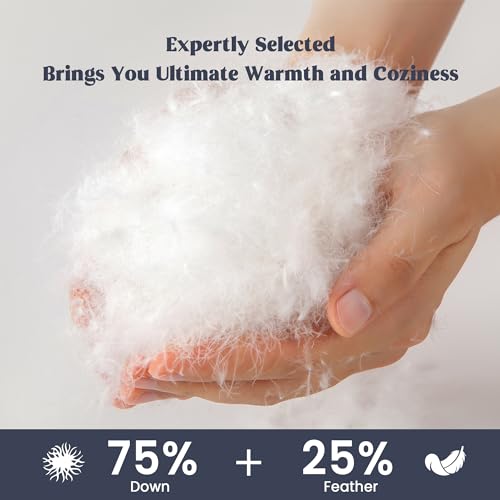 puredown بطانيات بيد داون® بحجم كوين - بطانية دافئة خفيفة الوزن لجميع الفصول، بطانية سرير فاخرة دافئة مع حواف ساتان، غلاف قطن، رمادي فاتح (90"X90") - Image 2