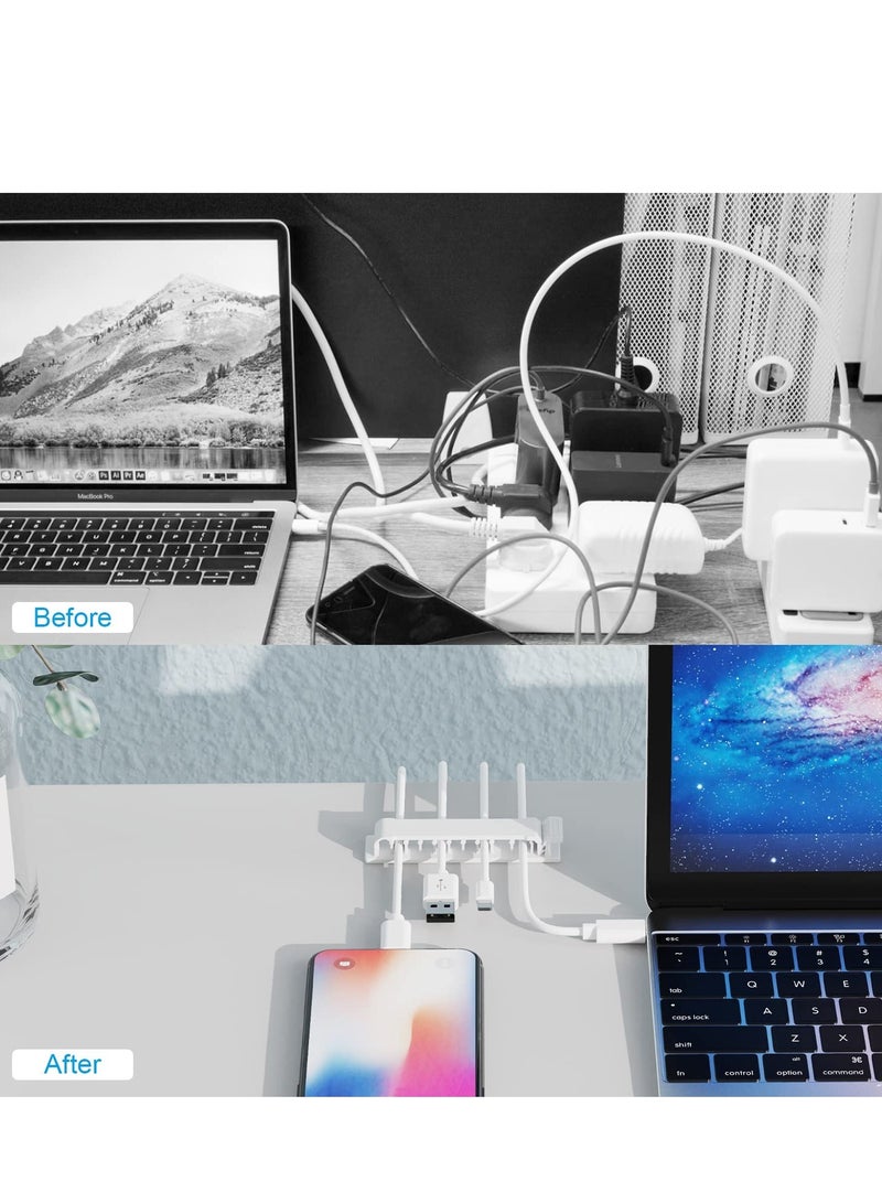 Cable Management Clips, 6 Pack Self-Adhesive Cord Holders, 10 Slot Organizer for Home, Office & Car - Tangle-Free Charger Cable Management Solutions - Image 4