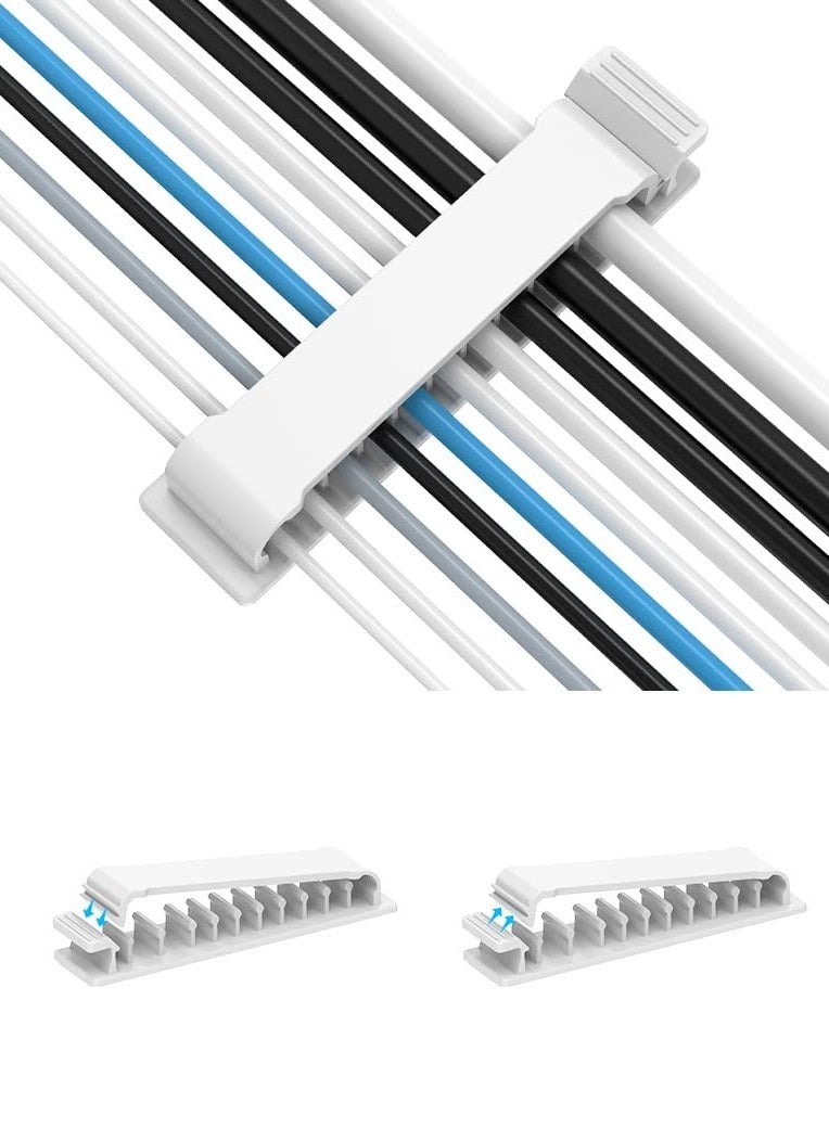 Cable Management Clips, 6 Pack Self-Adhesive Cord Holders, 10 Slot Organizer for Home, Office & Car - Tangle-Free Charger Cable Management Solutions - Image 1