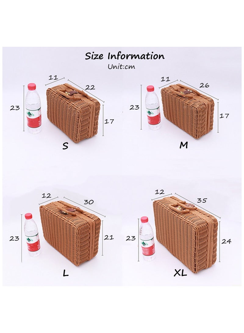 Handwoven Rattan Suitcase Home Retro Storage Box - Image 5