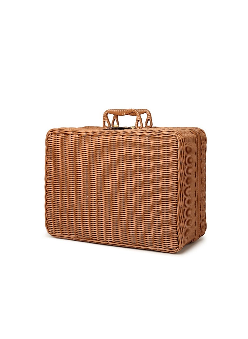 Handwoven Rattan Suitcase Home Retro Storage Box - Image 2