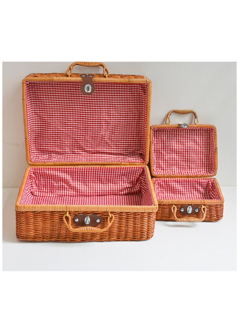 Handwoven Rattan Suitcase Home Retro Storage Box - Image 3