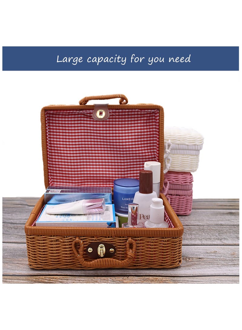 Handwoven Rattan Suitcase Home Retro Storage Box - Image 4