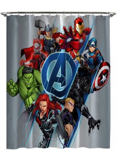 Jay Franco Marvel Avengers Assembled Shower Curtain & Easy Care Fabric Kids Bath Curtain (Official Marvel Product)