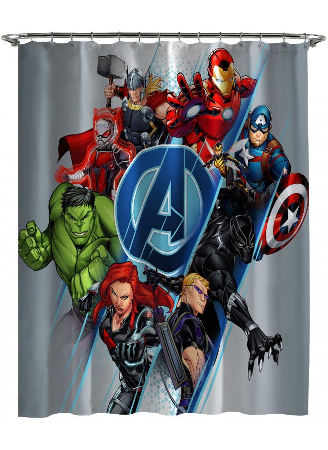 Jay Franco - Jay Franco Marvel Avengers Assembled Shower Curtain & Easy Care Fabric Kids Bath Curtain (Official Marvel Product) - Image 1