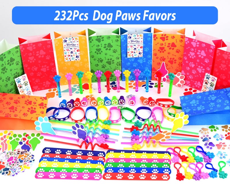 PLOUGVI 232Pcs Paw Print Party Favors Supplies Decorations for for Kids Birthday Blue Puppy Theme Birthday Party Favors Goodie Bag Stuffer Pinata Filler Birthday Gifts - Image 2