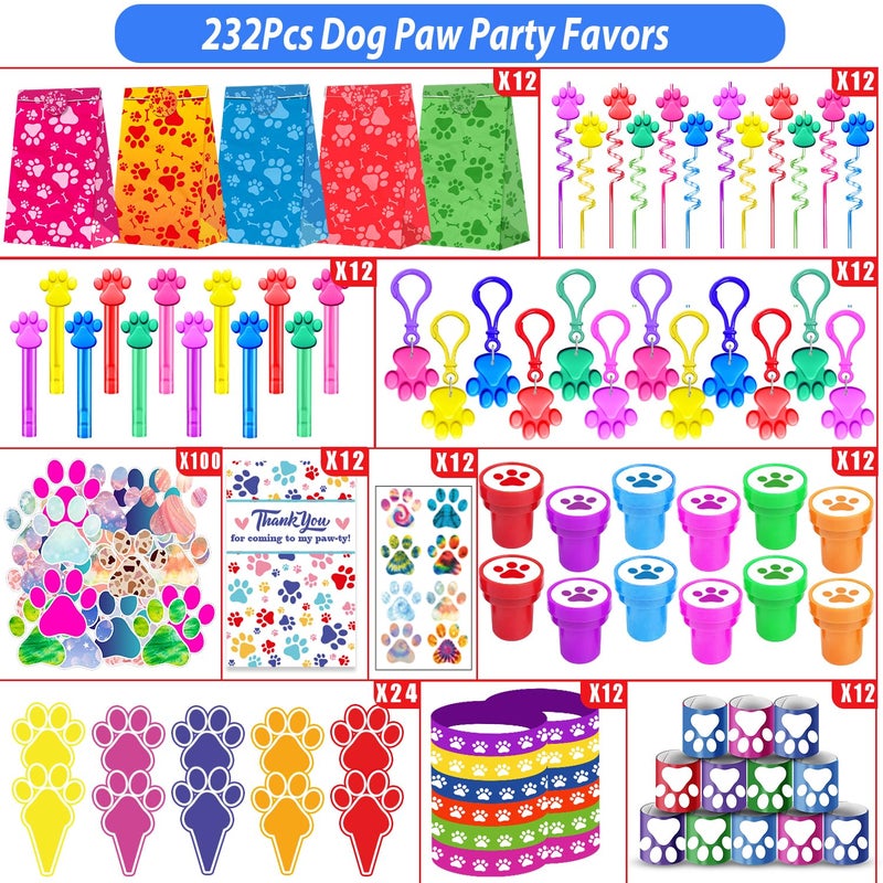 PLOUGVI 232Pcs Paw Print Party Favors Supplies Decorations for for Kids Birthday Blue Puppy Theme Birthday Party Favors Goodie Bag Stuffer Pinata Filler Birthday Gifts - Image 3