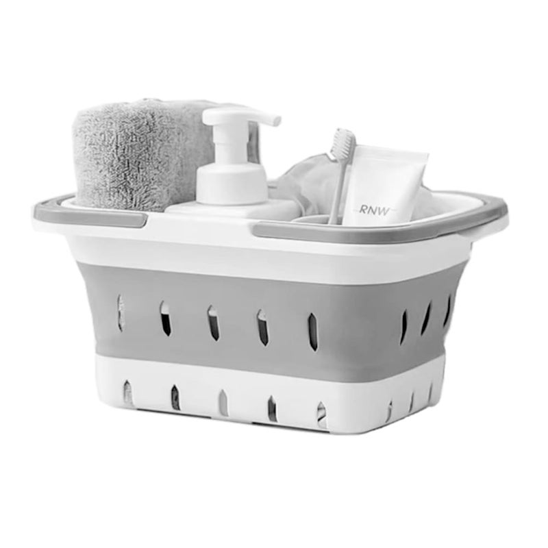 ANNIYA Portable Shower Caddy Tote, Plastic Storage Collapsible Caddy Basket with Handles, Box Organizer Bin for Bathroom, Kitchen, College Dorm,Gym (Grey 1 pack) - Image 1