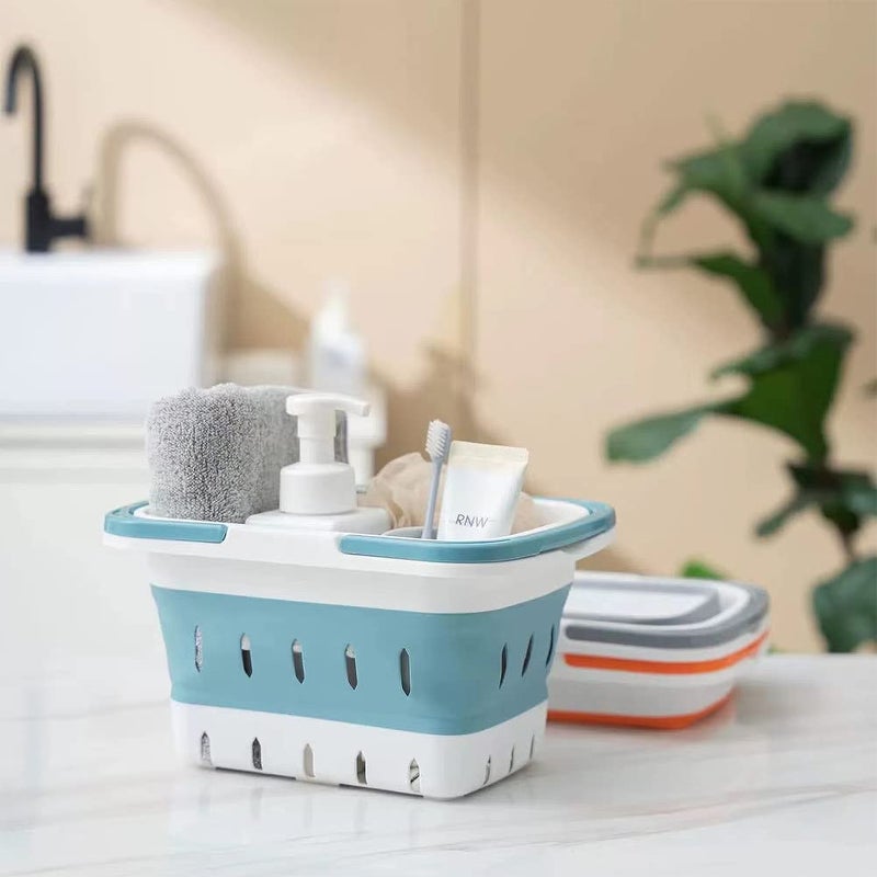 ANNIYA Portable Shower Caddy Tote, Plastic Storage Collapsible Caddy Basket with Handles, Box Organizer Bin for Bathroom, Kitchen, College Dorm,Gym (Grey 1 pack) - Image 3