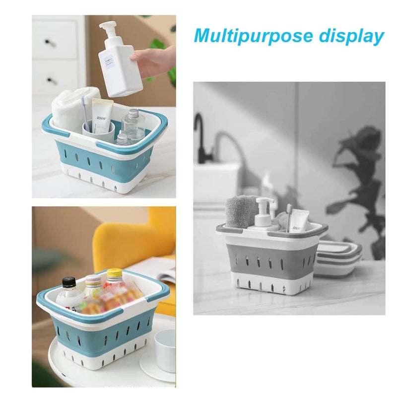 ANNIYA Portable Shower Caddy Tote, Plastic Storage Collapsible Caddy Basket with Handles, Box Organizer Bin for Bathroom, Kitchen, College Dorm,Gym (Grey 1 pack) - Image 5