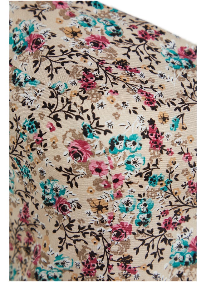 trendyol - Beige Floral Patterned Woven Strap Dress TBBSS22AH0055 - Image 1