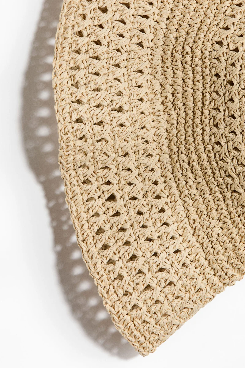 اتش اند ام قبعة باكيت من القش مصنوعة يدوياً