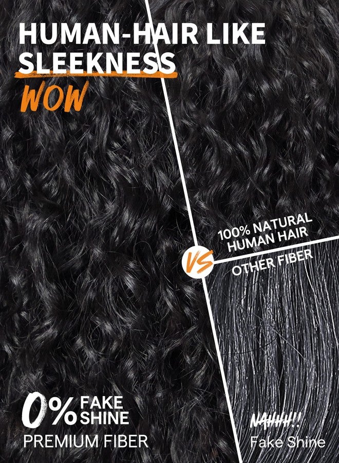 GORGIUS Veralux Blend Shaggy Haircuts Natural Black 26 Inch Curly Wig with Bangs Crafted with Style-Archive Technology: Premium Fiber & Remy Human Hair Blended, Realistic Look with True Scalp - Image 4