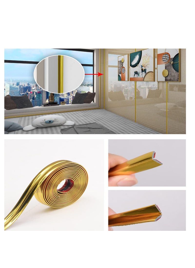Excefore - Metallic Gold Peel and Stick Wall Trim Molding, Gold Wall Molding Trim Tape, 32.8FT Bendable Foldable Edge Corner Protecter Guards Decorative Strips, for Wall, Corner, Window, Table, Furniture - Image 1
