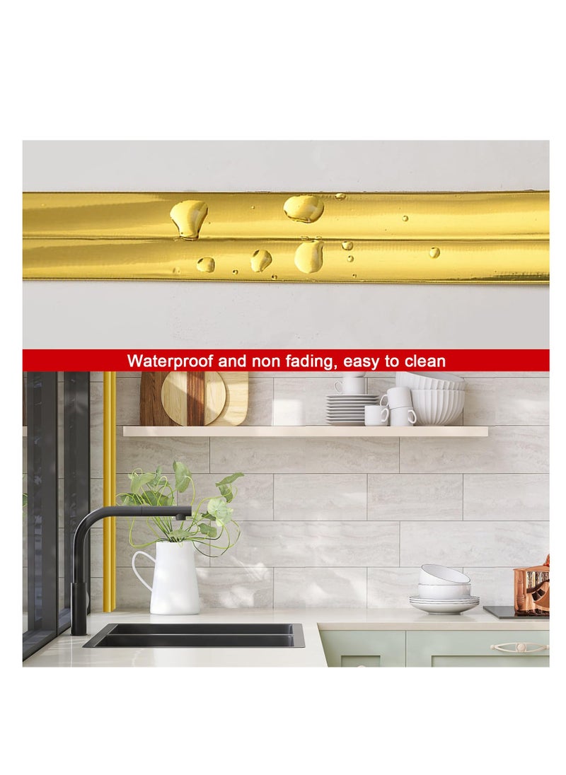 Excefore - Metallic Gold Peel and Stick Wall Trim Molding, Gold Wall Molding Trim Tape, 32.8FT Bendable Foldable Edge Corner Protecter Guards Decorative Strips, for Wall, Corner, Window, Table, Furniture - Image 1