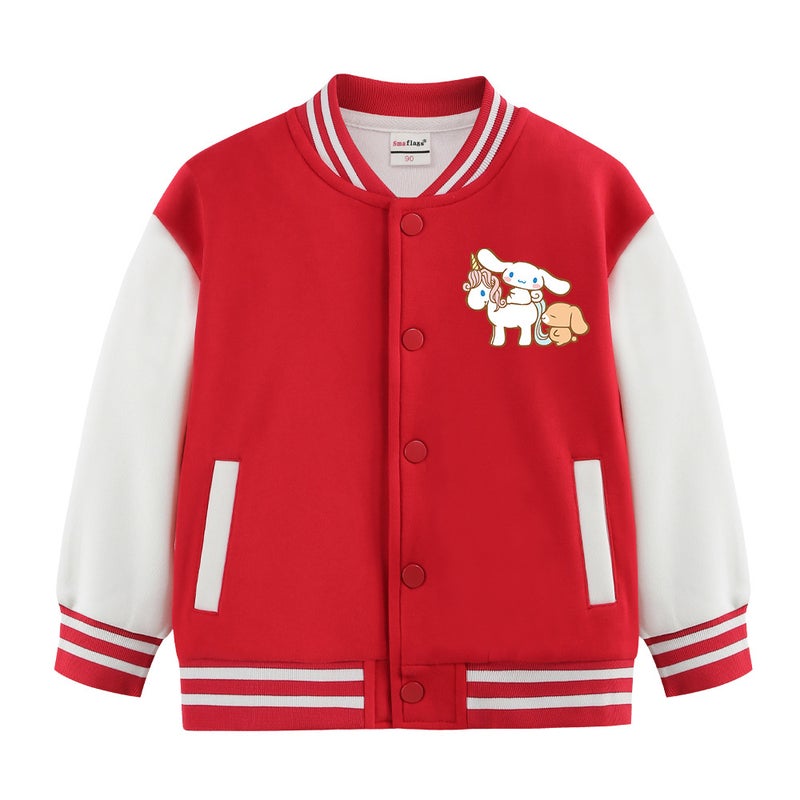 Yugui Dog Girls Autumn Coat Little Girl Foreign Style Fleece-Lined Children Korean Baseball Uniform - Image 1