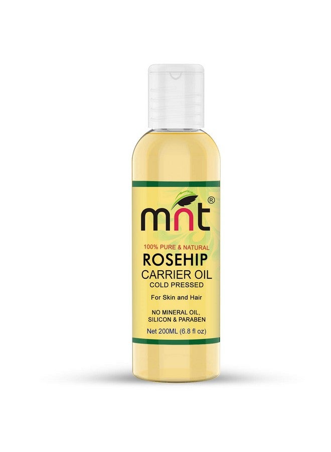 MNT Rosehip Cold Pressed Carrier Oil (200ml) - Pure Natural & Therapeutic Grade Oil For Aromatherapy Body Massage, Skin Care & Hair Care