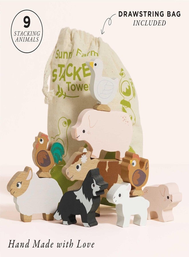 Le Toy Van Petilou Wooden Sunny Farm Stacking Animals and Bag - Image 3