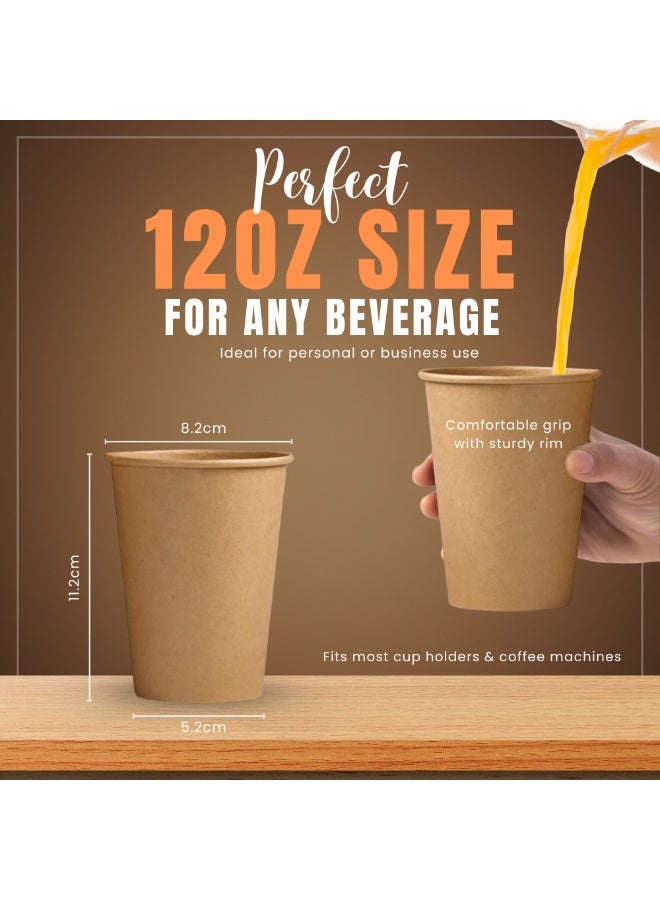 Nexso 12oz Brown Disposable Paper Cups – Eco-Friendly, Leak-Proof, Hot & Cold Beverage Cups, Pack of 50, Virgin Wood Pulp, Ideal for Coffee, Tea, Parties, and Events - Image 4