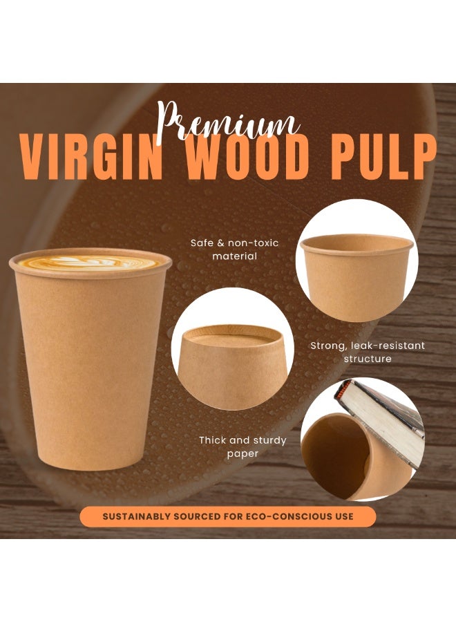 Nexso 12oz Brown Disposable Paper Cups – Eco-Friendly, Leak-Proof, Hot & Cold Beverage Cups, Pack of 50, Virgin Wood Pulp, Ideal for Coffee, Tea, Parties, and Events - Image 3