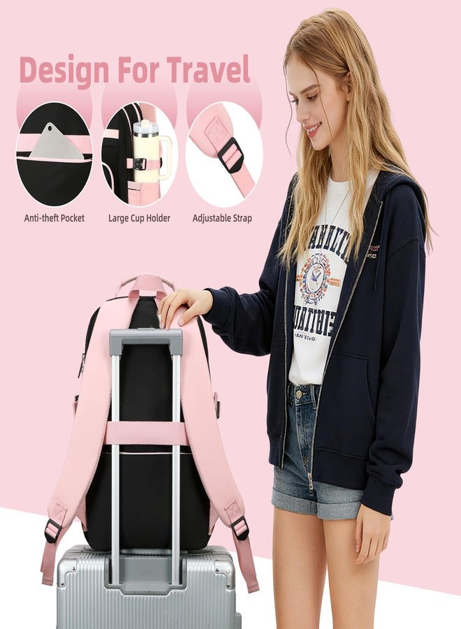 KIDNUO Backpacks for Girls with Pouch Pocket,Cute Pink Bowknot Student Bookbag Fits 17 Inch Laptop Kids Backpack Teacher Bags,Back to School Bag Purse for Teenage,Casual Daypack for Middle School Black Pink - Image 5