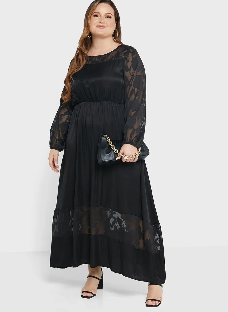 Ella Plus Floral Trim Maxi Dress