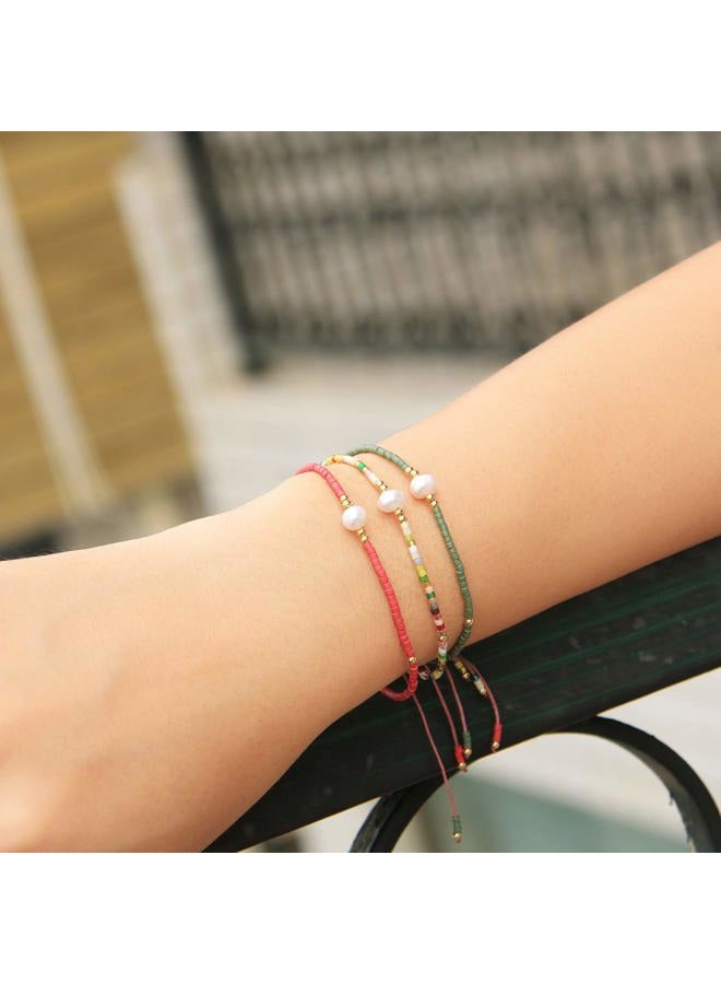 KELITCH Pearl Bracelets for Women Handmade Colorful Adjustable Braided Beach Bracelets, One Size, Miyuki Beads, miyuki beads - Image 4