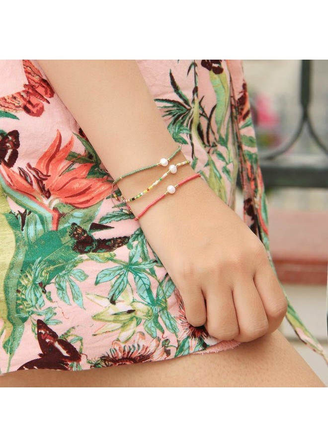 KELITCH Pearl Bracelets for Women Handmade Colorful Adjustable Braided Beach Bracelets, One Size, Miyuki Beads, miyuki beads - Image 5