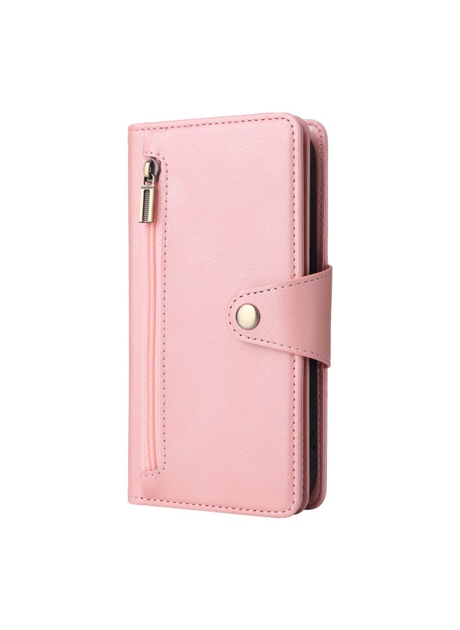 Generic Nail Buckle Zipper Wallet Style Leather Case For IPhone 14 Pro Max IPhone 14 Plus Digital Computer Protective Cover-Color:Pink-Applicable Models:iphone  16 Pro（6.1)  - Image 1
