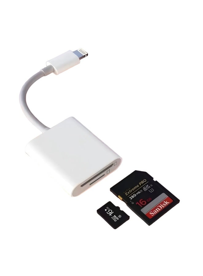 USB SD Card Reader for iPhone/iPad, Micro SD Card Reader with Dual Slots Compatible with iPhone - Image 1