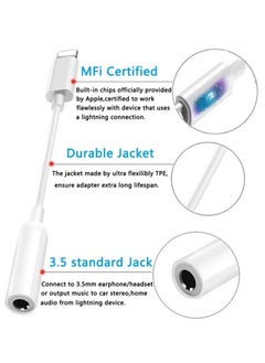 LIXES Lightning Headphone Jack Adapter Dongle [ MFi Certified ] Earbuds Headphone Converter for Apple iPhone 12/12Pro/SE/11/Pro/Pro Max/XR/Xs/Xs Max/X/8/7,Music Control,Calling&Siri Supported  - Image 2