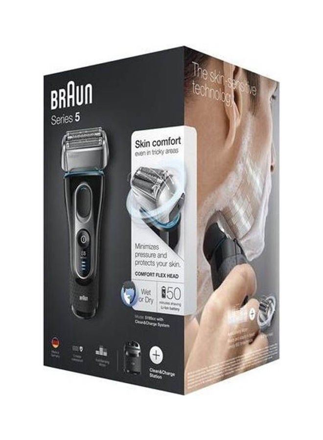 BRAUN Series 5 5195Cc Wet & Dry Shaver With Clean & Charge Station And Travel Pouch - . Black - Image 2