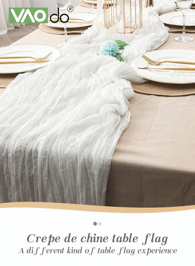فاو دو مفرش طاولة شفاف، مفرش طاولة طويل بنمط بوهو الريفي الشفاف، مفرش طاولة طويل، زينة مائدة مركزية، ديكور منزلي أبيض - Image 3