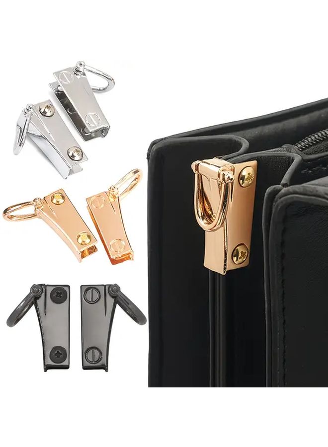 2 Pcs Golden Side Pocket Hooks With Screws D Ring Handbag Connector Bag Clips Hardware For Handbag Travel Accessory DIY Wallet Making Supplies - Image 1