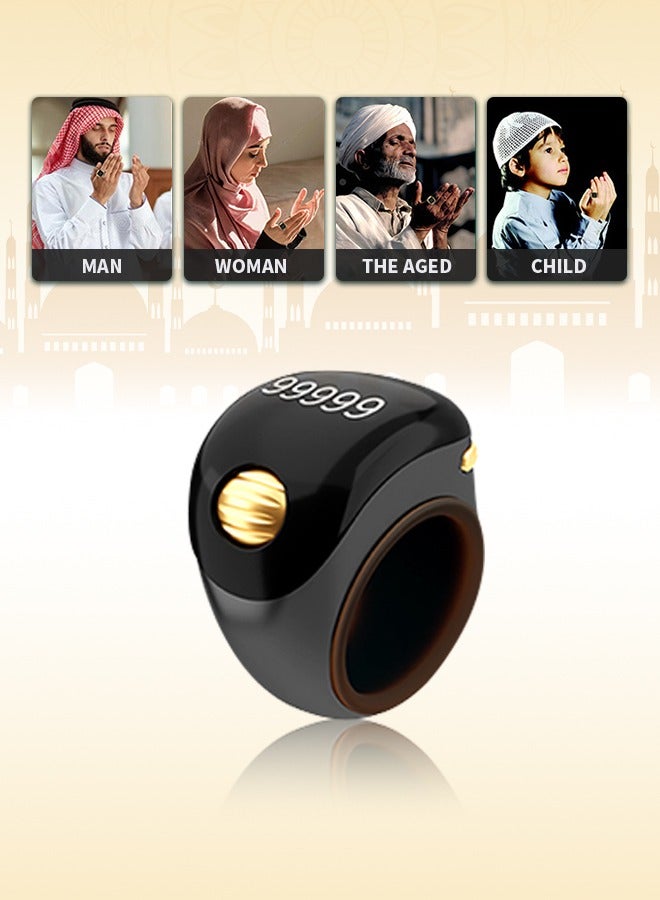 خاتم تسبيح بعدد 99999 سبحة، عداد ذكي دوار مع تذكير بالاهتزاز والعد التلقائي، خاتم قابل للتعديل، مثالي للرجال والنساء - Image 1