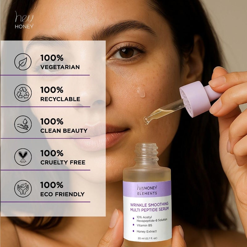 Hey Honey WrinkleSmoothing MultiPeptide Serum 10 Acetyl Hexapeptide8 Honey Extract Vitamin B5 Visibly Reduce Fine Lines Expression Wrinkles 067 fl oz 20 mL - Image 3