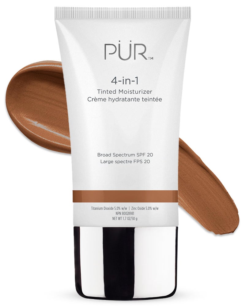 PUR Beauty 4in1 Tinted Moisturizer with SPF 20 Hydrating Skin Tint Face Moisturizer Primer Foundation with Shea Butter Aloe Vera Vitamin B3 Vegan Friendly Paraben Free Dark