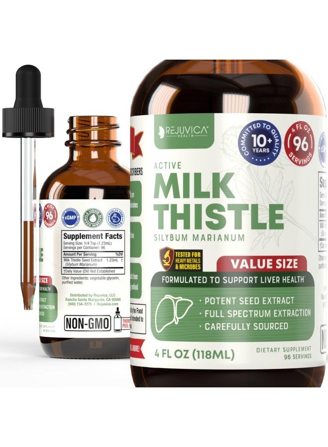 Rejuvica Health Active Milk Thistle - Advanced Milk Thistle Seed Extract - May Support the Liver - Vegan Sugar Free Non GMO 4oz Value Size  - Image 1